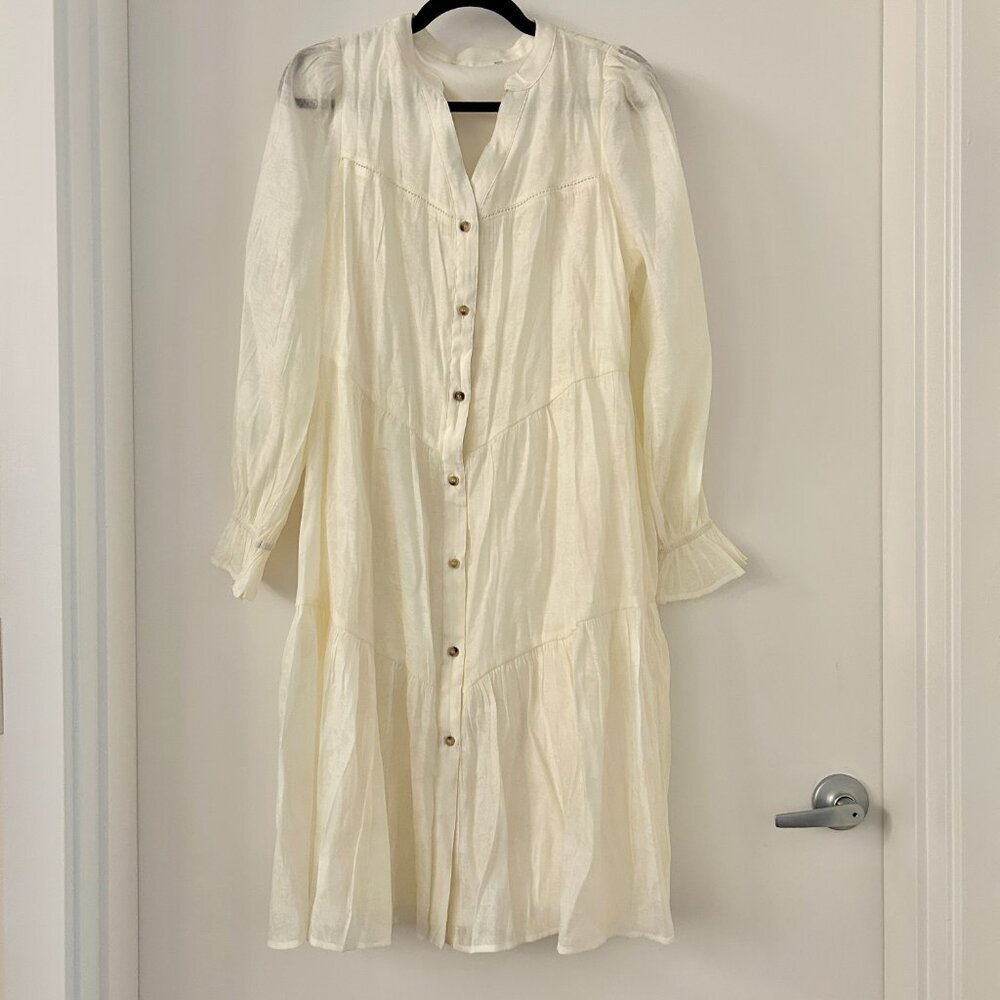 Baltic Born Brenna Button Midi Dress with Pockets in Cream Size L NWOT - Picture 4 of 12